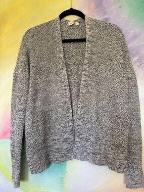 GAP For good Gray Marled Open-Front Cardigan Size M 100% Cotton